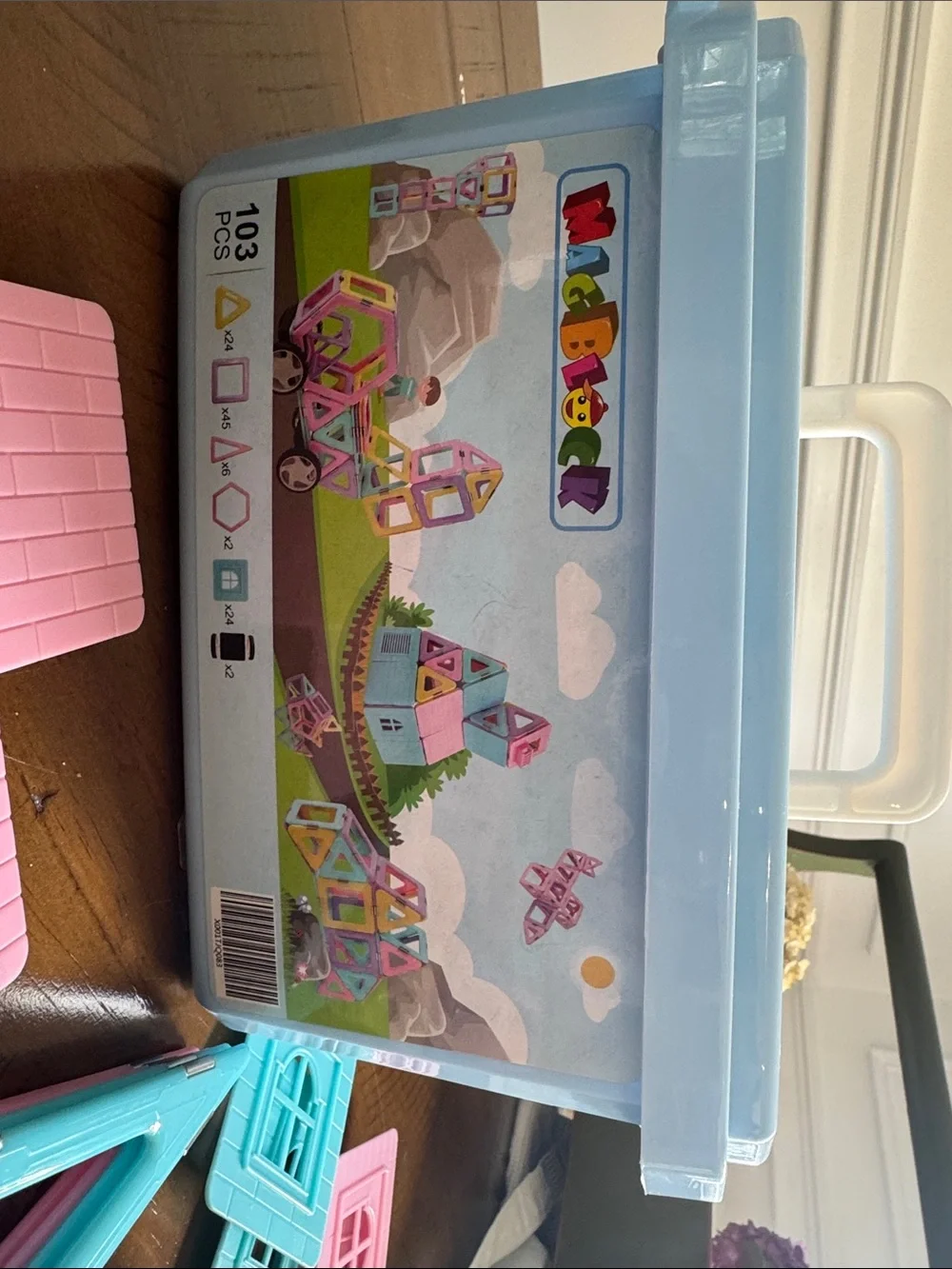 Kids Magnetic Building Set — Blue & Pink Panels